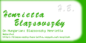 henrietta blazsovszky business card